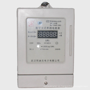 Medidor eléctrico prepago monofásico de la tarjeta del RF con la exhibición del LCD
